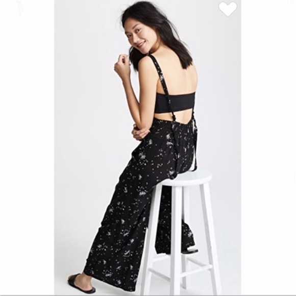 Free People Sweet in the Streets Printed Floral Jumpsuit Overalls M - Picture 7 of 14